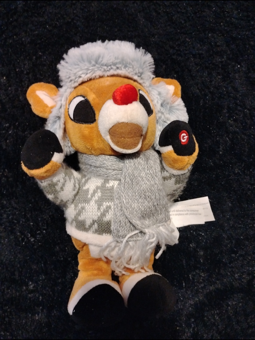 Plush Reindeer Doll with Gray Sweater & Scarf - Kids Toy